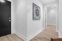 Hallway with new paint and flooring