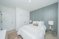 Board and batten trim work on accent wall