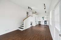 Studio unit with interior and exterior entry.