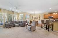 Recessed lighting, ceiling fan, floor outlets