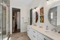 Primary bath with large walk in closet