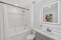 Garden tub in primary bedroom