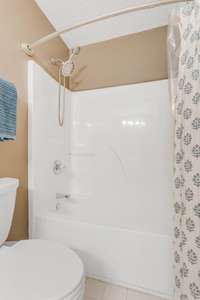 The full bath upstairs has a shower/ tub combo with detachable shower wand.