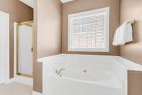 Separate soaking tub and shower