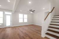 Picture of model home Willow, colors and selections may vary!  Open railing not available on plan.