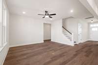 Picture of model home Willow, colors and selections may vary!  Open railing not available on plan