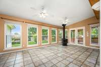Florida room also has a wood-burning fireplace