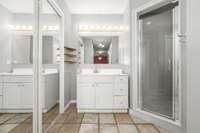 Master bathroom with upgraded acrylic shower with lifetime guarantee