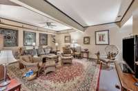 Finished basement with storage behind the stained glass. Great media room. Could be converted to an extra bedroom