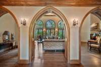 This is the view from the arches hallway as you peer into the Great Room.