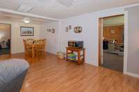 Livingroom opening up to dining area