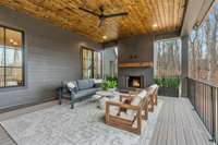Back Porch with Wood Burning Fireplace