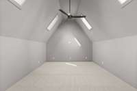Upstairs Vaulted Office with Skylights to Bring Plenty of Natural Light