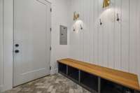 Mud room right off the two car garage is next to the laundry room