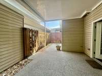 Large private fenced covered patio