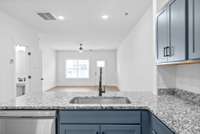 Open concept on the main level with kitchen opened up to dining room and living room