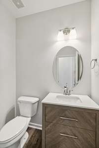 Half bath with cabinet vanity