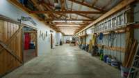 A view of the expansive drive-through section of the outbuilding.