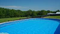 View of the backyard acreage from the pool.  Plenty of room to spread out!