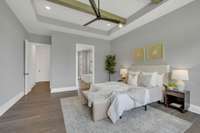 The spacious primary suite
