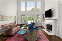 Two-story great room with gas fireplace