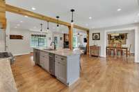 Open, wall removed, beams added, open, open,  with nice flow