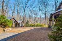 Beautifully groomed gravel driveway.