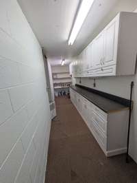 Under porch storage area in basement