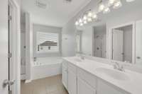 Double Vanities and Separate Shower and Tub in the Owner's Suite Bath