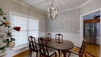 The formal dining room is conveniently connected to the kitchen.