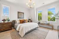 Primary suite with walk-in closet.