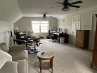 Bonus Room closet leads to floored attic space with lots of storage