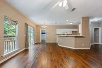 The living room is open to the kitchen and dining area creating a great flow for everyday living and entertaining.