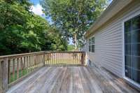 The deck provides a great place to enjoy your morning coffee or watch the kids or pets as they play and enjoy the outdoors.