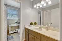 This bathroom is in the hallway to accommodate the 2nd and 3rd bedrooms, as well as guests.