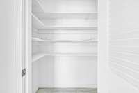 Pantry with wood shelves