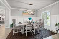 the added wainscotting woodwork sets the tone for the entire home.