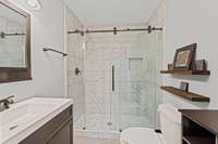 Full bathroom located on the lower level