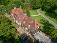 Arial view of the back of the home.