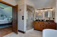 View from bath to bedroom.