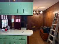 View of the dining room from the kitchen.
