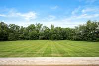 Another view off the back deck looking out over the expansive, tree lined, private backyard.