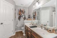 Primary bath offers double vanities