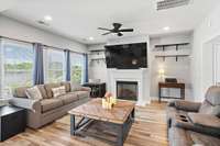 Livingroom w/gas fireplace.