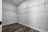 Primary has extra large walk-in closet