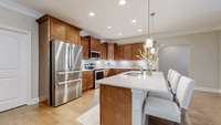 There is crown molding throughout.