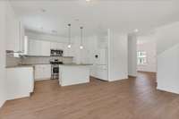 Living room open to the Kitchen