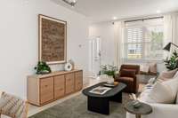 The Charlotte family room as built at Soren will be approximately 6 feet longer! Much more roomy than as viewed here!