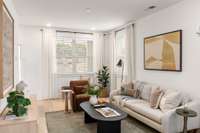 The Charlotte family room as built at Soren will be approximately 6 feet longer! Much more roomy than as viewed here!
