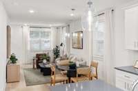 The Charlotte family room as built at Soren will be approximately 6 feet longer! Much more roomy than as viewed here!